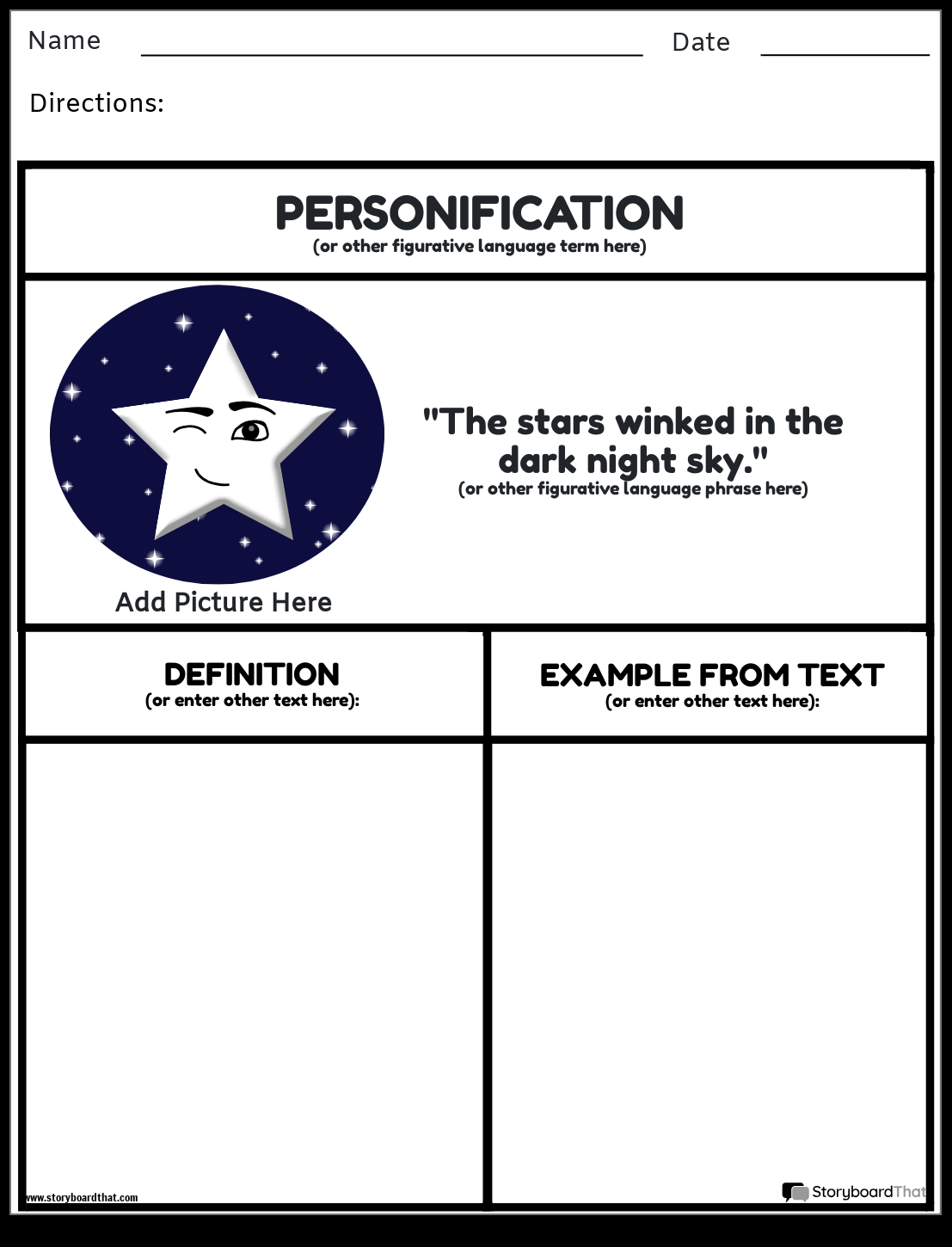 Storyboard That Free Figurative Language Worksheets