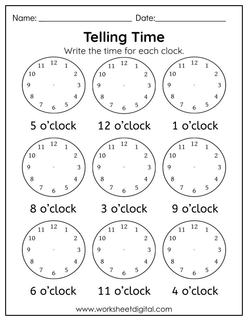 Telling Time Worksheet Digital Analog Clock Practice PDF Etsy