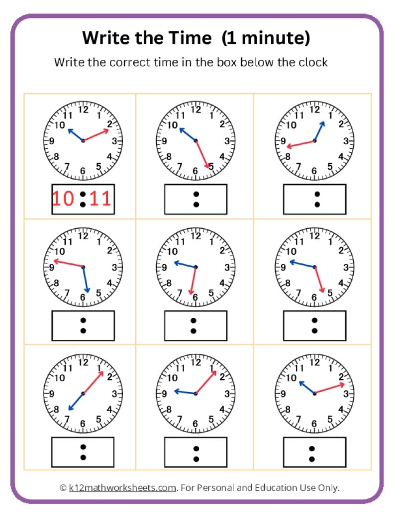 Teaching Time Free Telling Time Worksheets