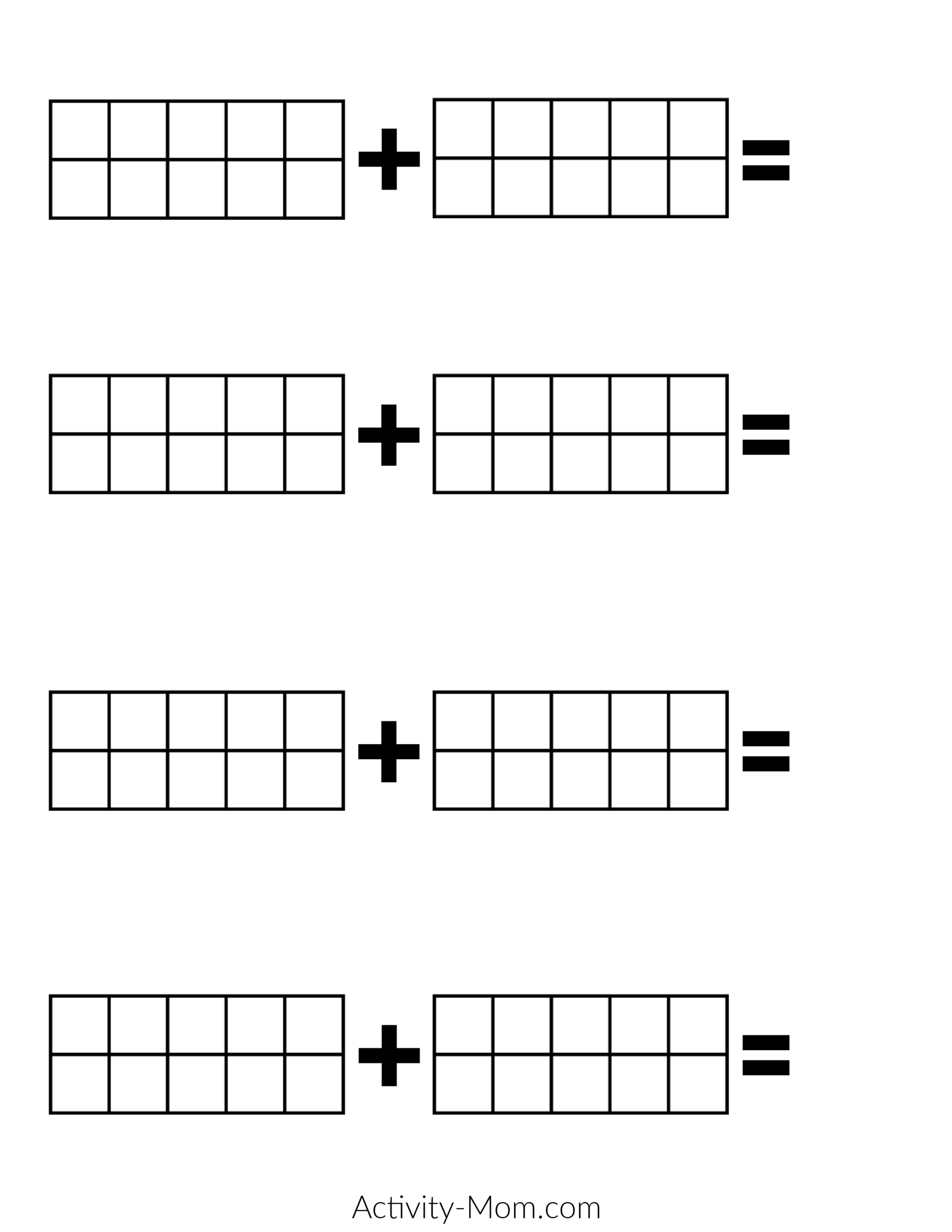 Ten Frame Addition Worksheets Free Printable The Activity Mom