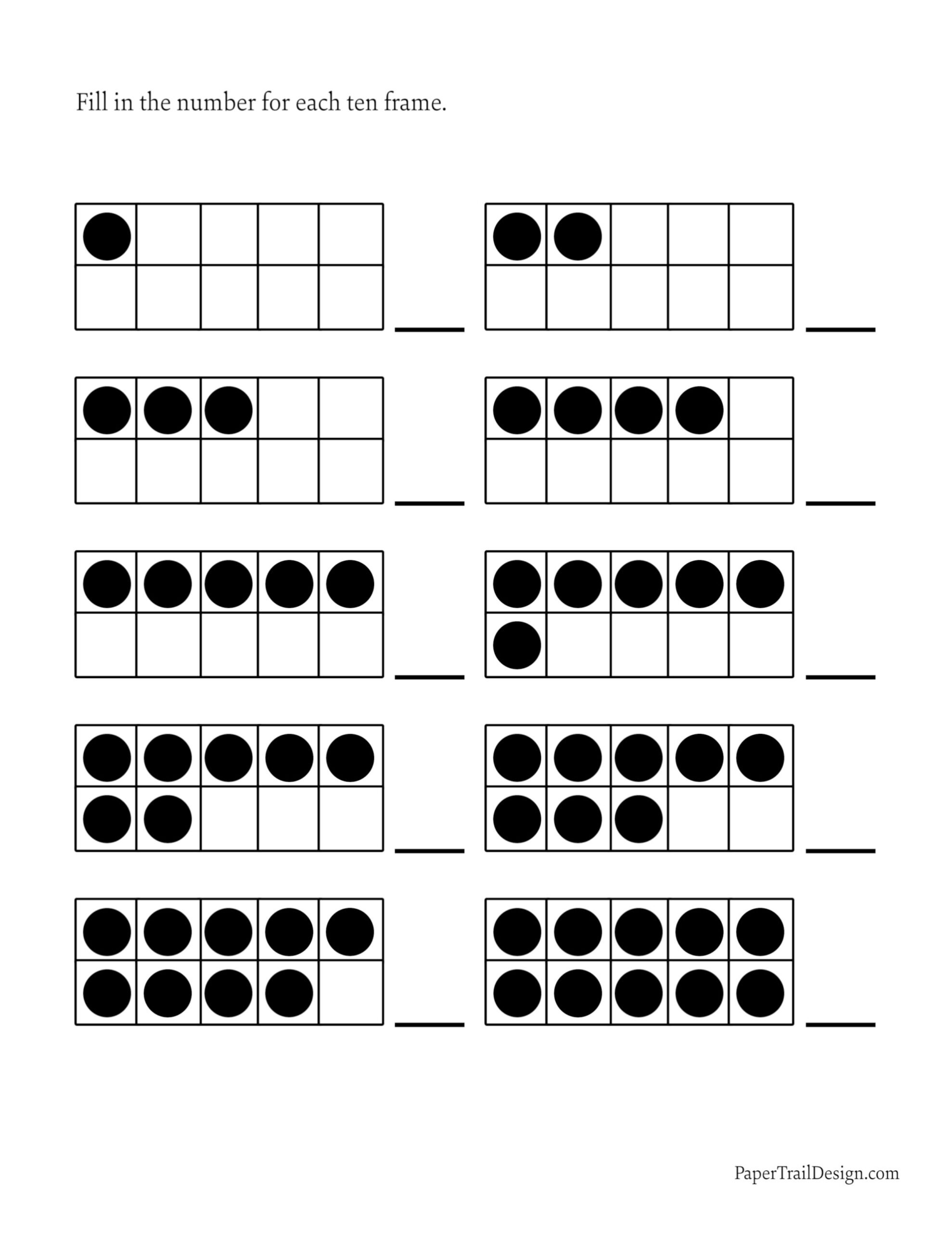 Printable Ten Frame Worksheets 1 10 By Teach Simple