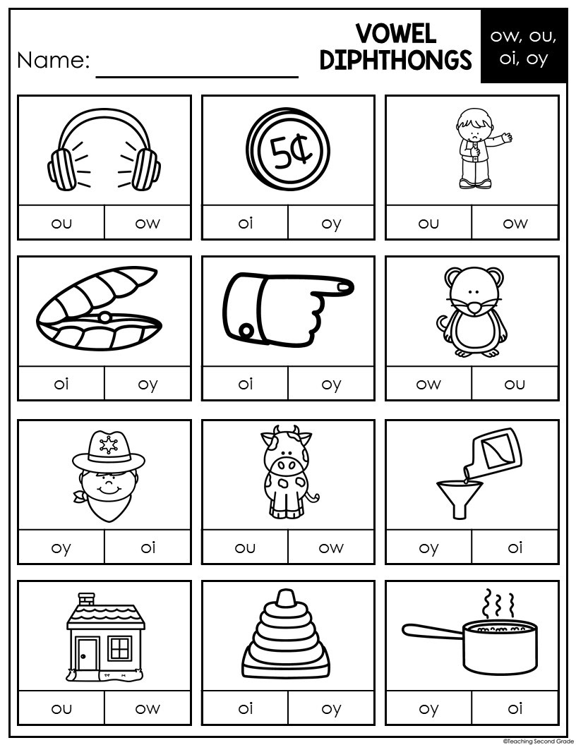 Thanksgiving Vowel Diphthongs Phonics Center Recording Worksheet 1st 2nd Game Teaching Ideas Made Easy