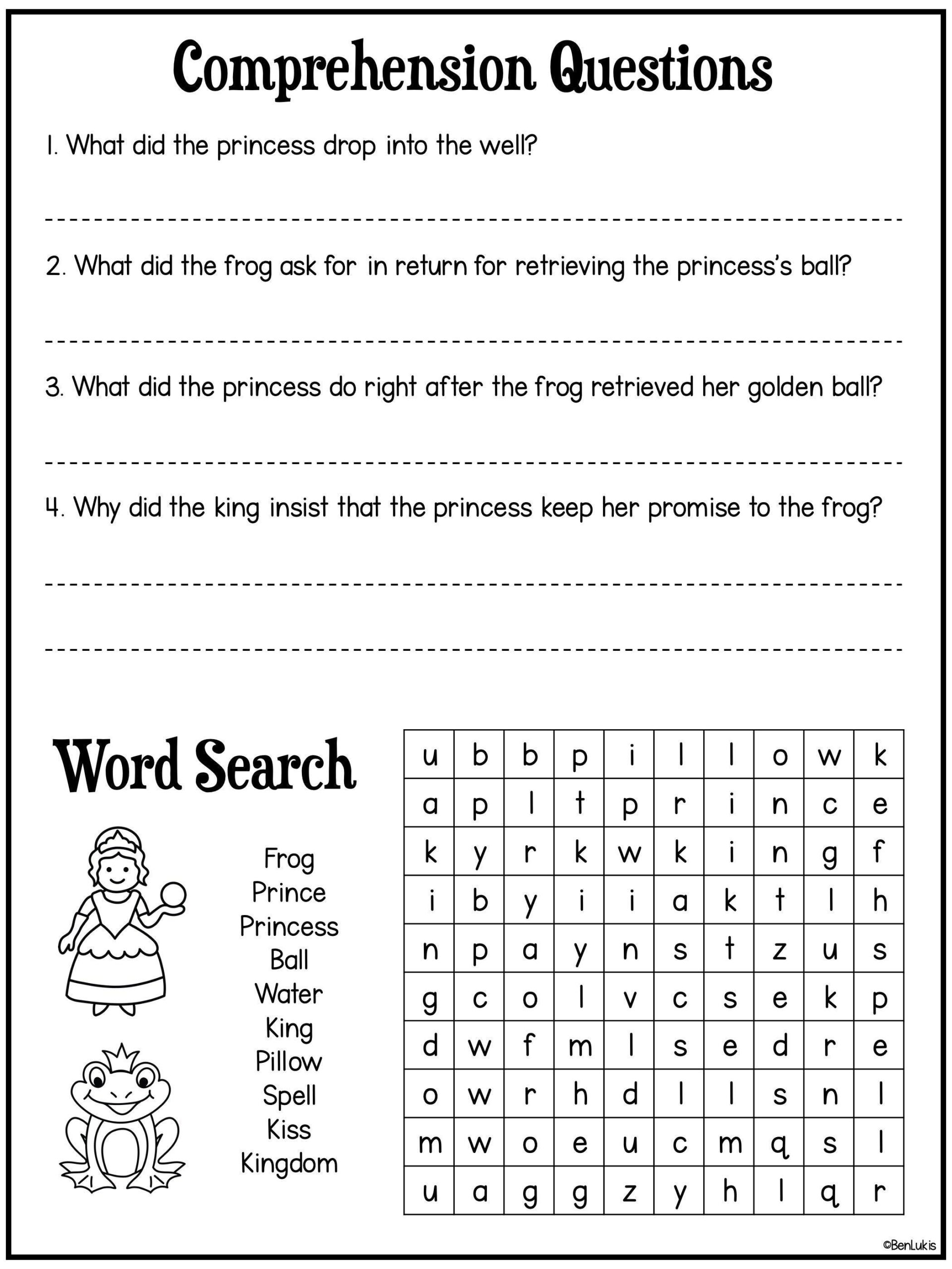 The Frog Prince Activity Pack Homeschool Printables Digital Download Etsy