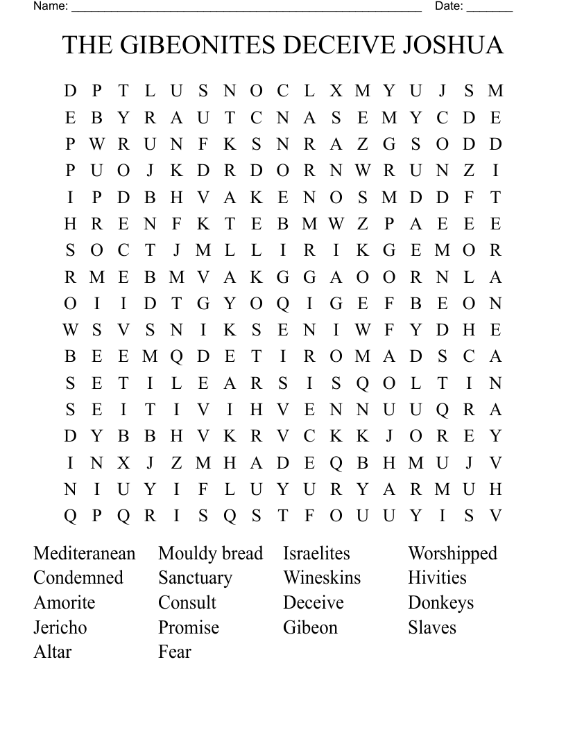 THE GIBEONITES DECEIVE JOSHUA Word Search WordMint