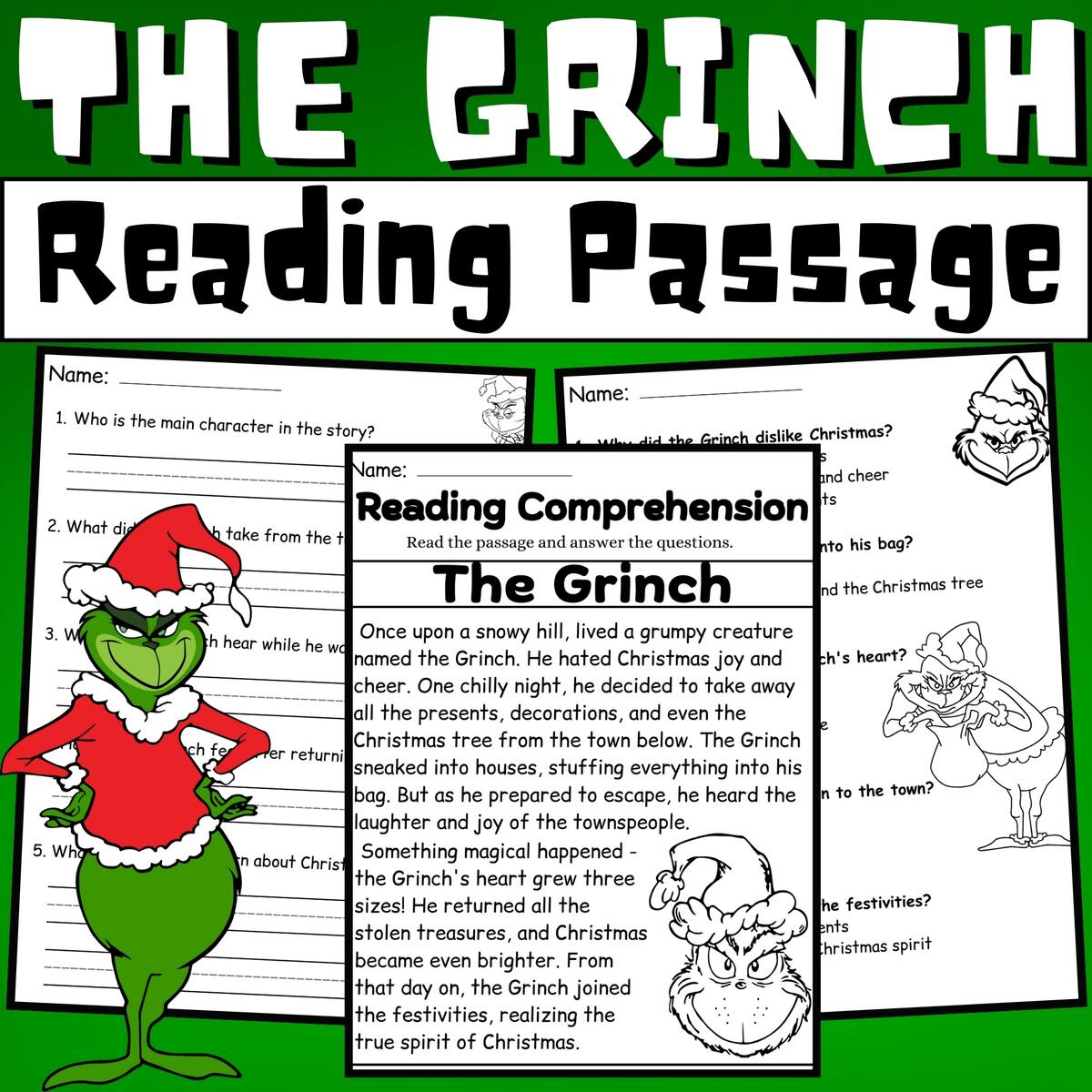 The Grinch Day Reading Comprehension Questions How The Grinch Stole Christmas Made By Teachers