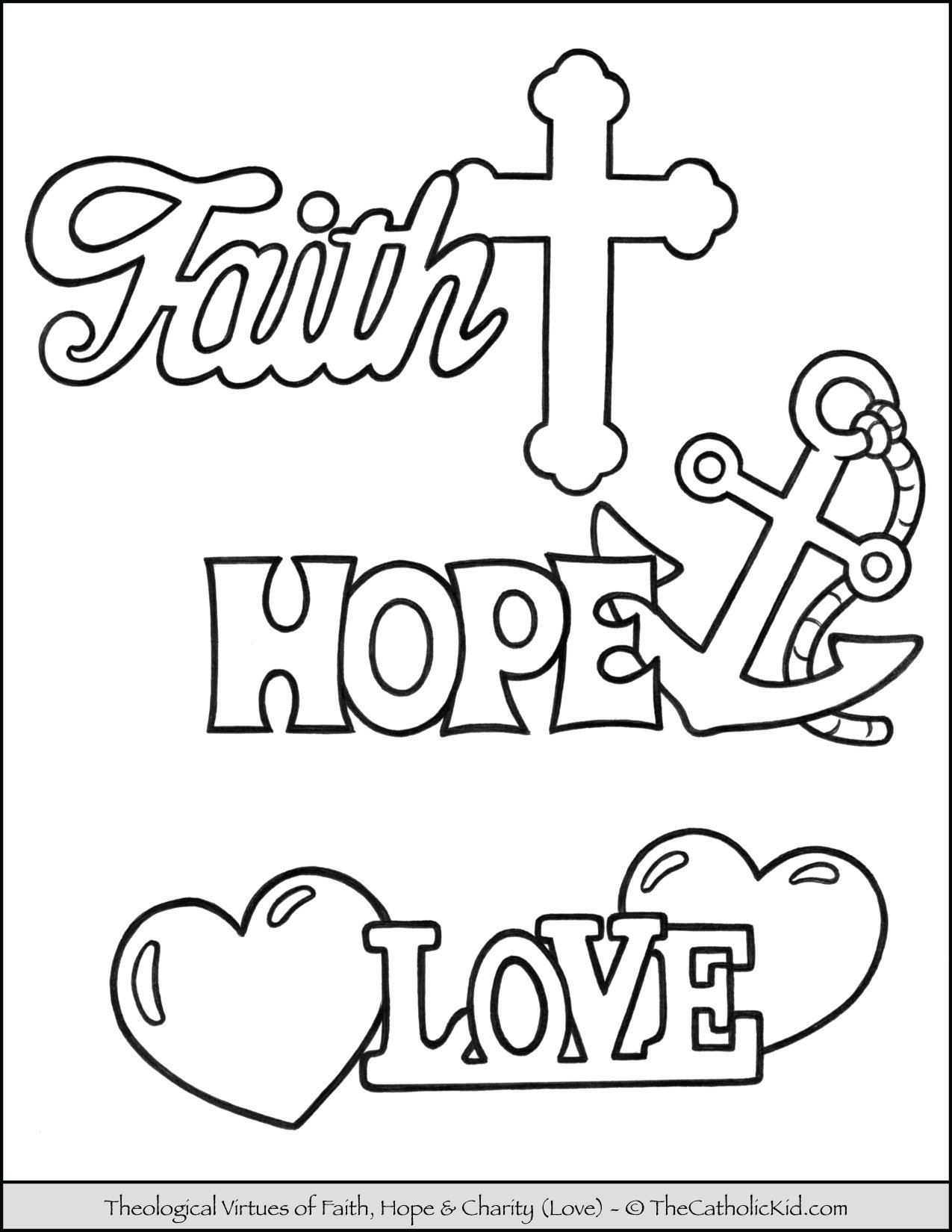 Theological Virtues Of Faith Hope Love Coloring Page TheCatholicKid Theological Virtues Of Faith Hope Love Coloring Page TheCatholicKid