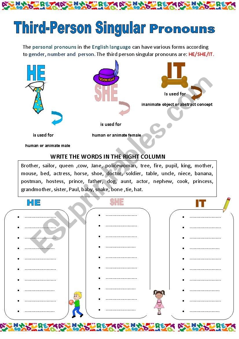 Personal Pronouns Worksheets They Or Them Personal Pronouns Worksheets Beginner