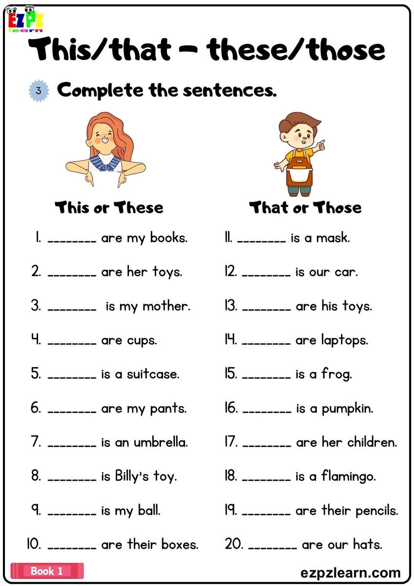 This That These Those Complete The Answers Grammar Worksheet Ezpzlearn This That These Those Complete The Answers Grammar Worksheet Ezpzlearn