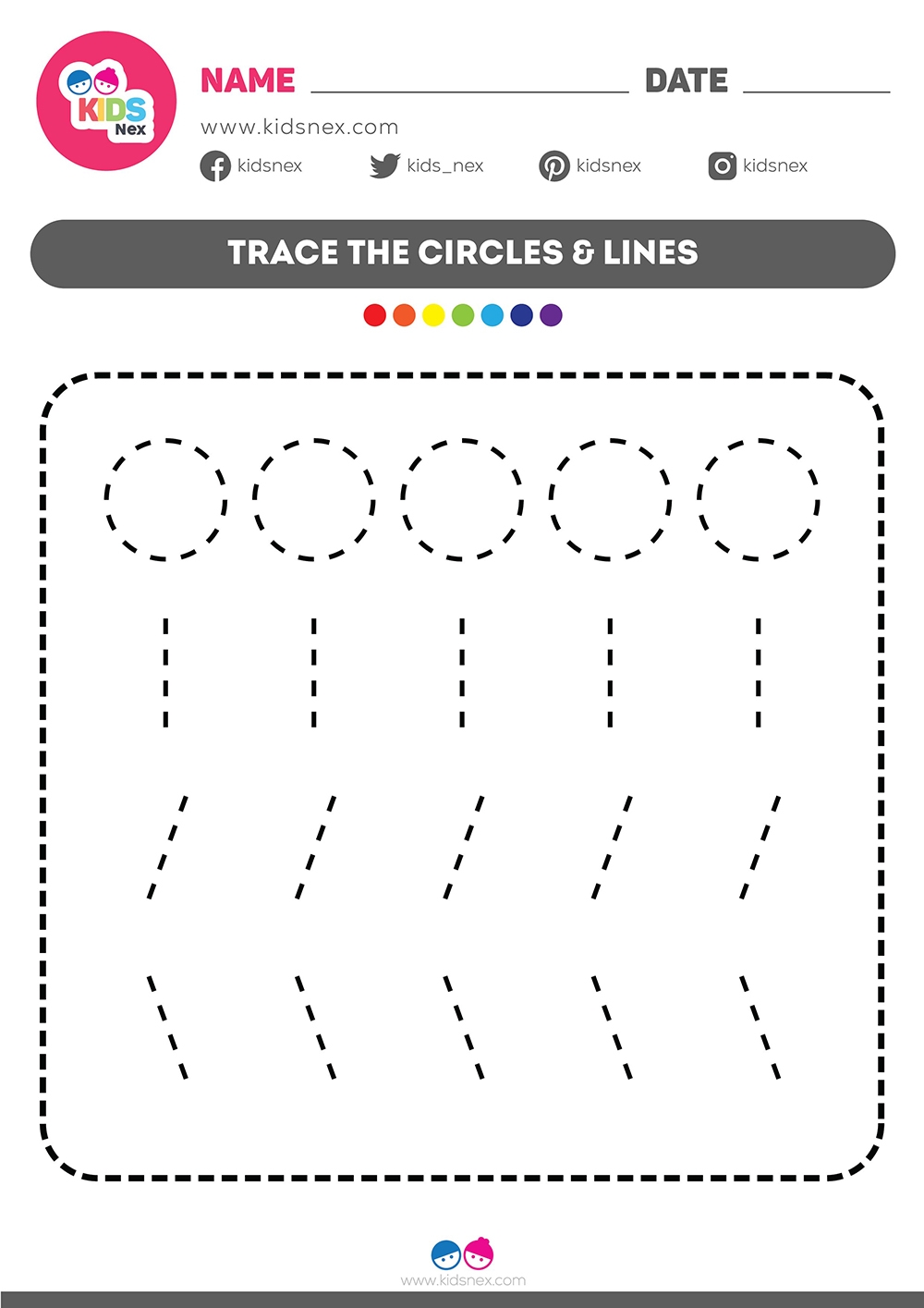Tracing Circles And Lines Free Printable KidsNex Curved Line Tracing Worksheets For Kindergarten Free