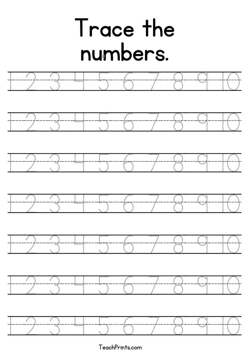 Tracing Numbers 1 10 Worksheets Free Printable Pdfs Teach Prints Number 6 Tracing Worksheets Free Printables Teach Prints