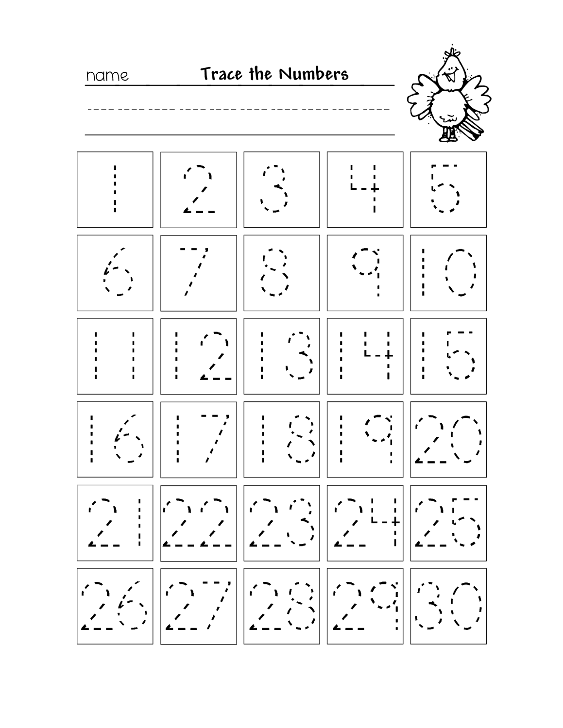 Tracing Numbers Printable Worksheet 1 50 Preschool Worksheets Library