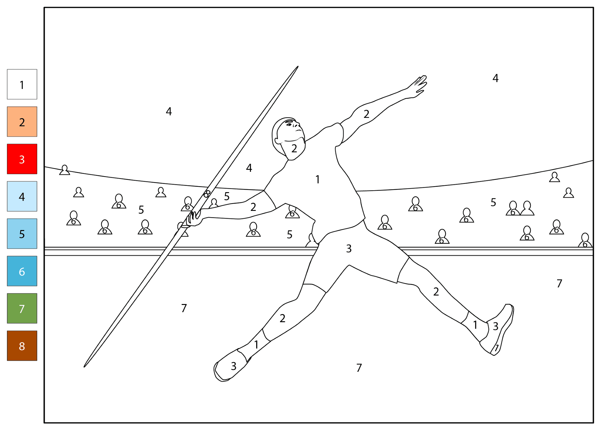Track And Field Color By Number Coloring Page Free Printable