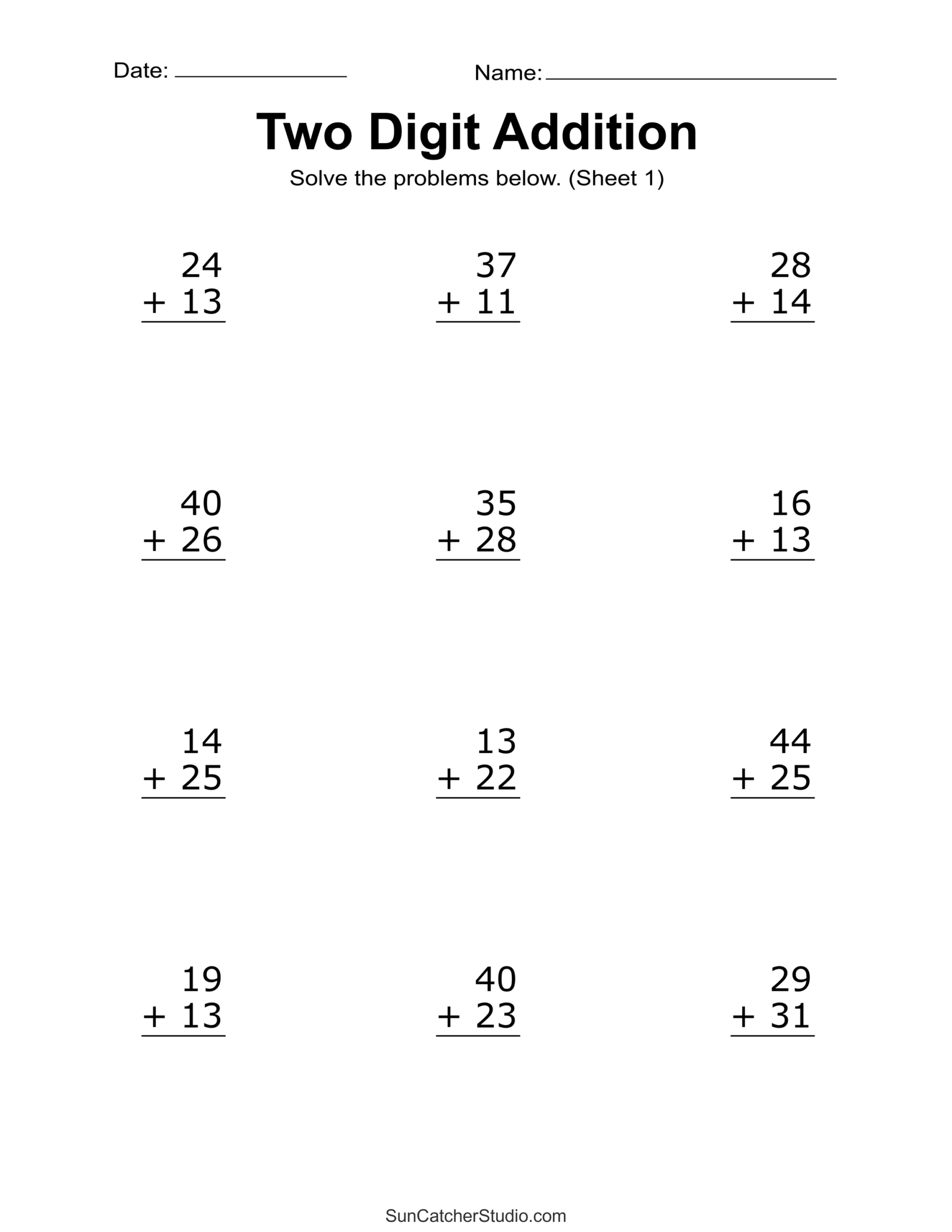 10 Printable Two Digit Addition Worksheets Double Digit Addition Worksheets 1st Grade 2nd Grade Made By Teachers