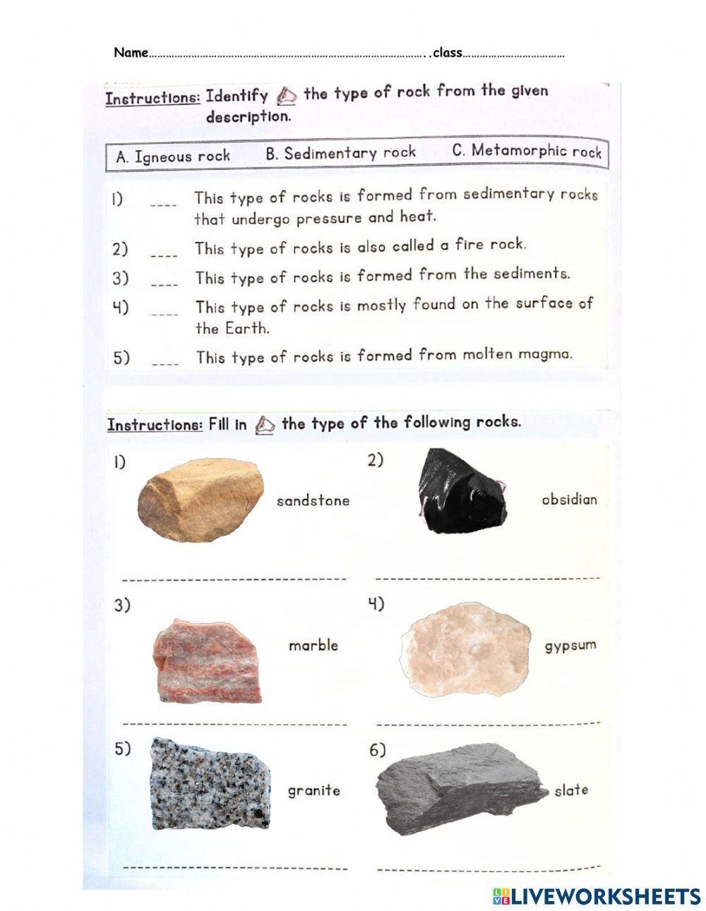Free Rock Cycle Worksheet For Kids