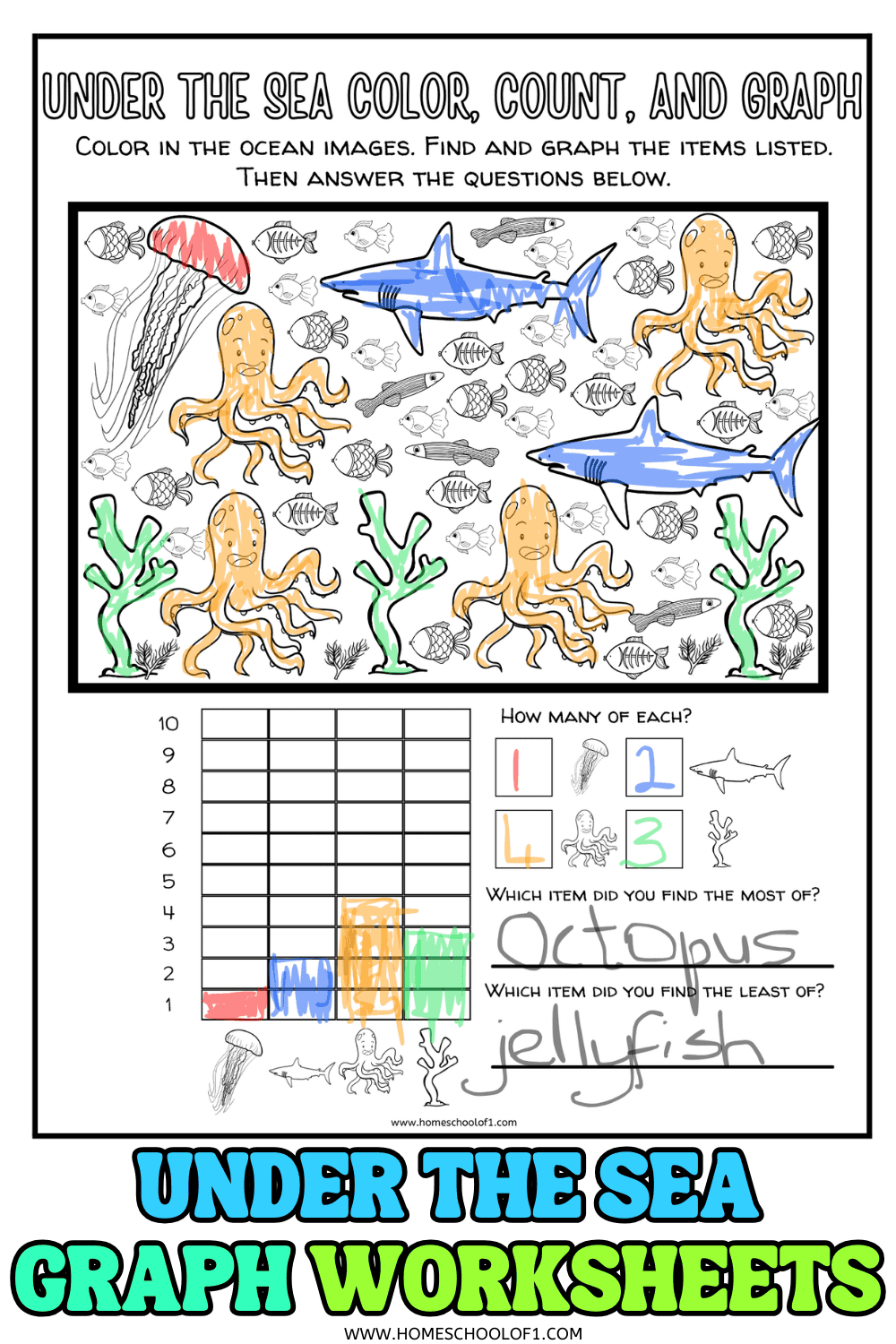 Under The Sea Graphing Worksheet 3 Free Printables Free Printable Preschool Ocean Worksheets