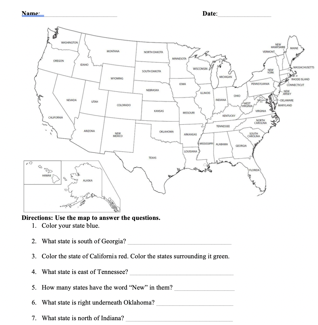 US Geography Color Name States Worksheet Made By Teachers US Geography Color Name States Worksheet Made By Teachers