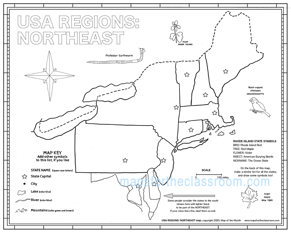 USA Regions Northeast Maps For The Classroom Fourth Grade Social Studies Northeast Region States And Capitals