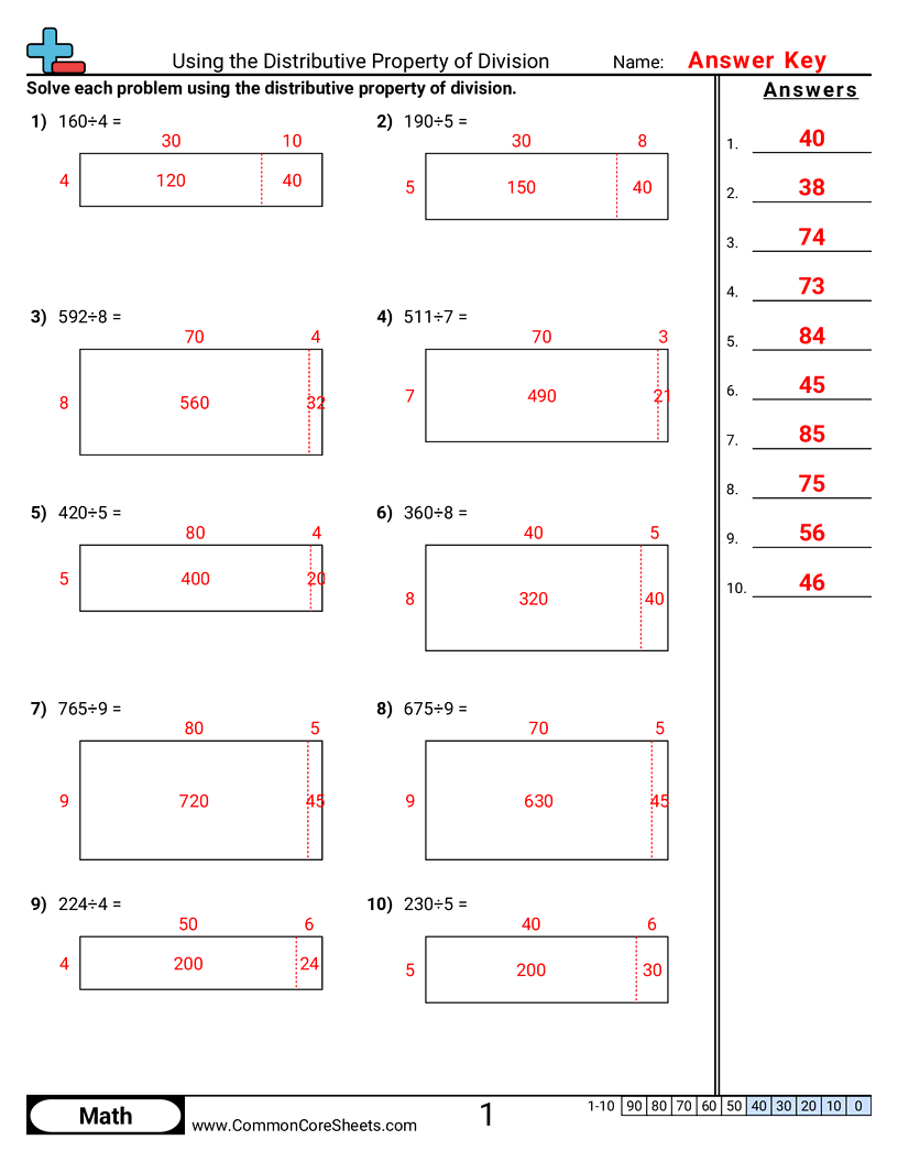 Using The Distributive Property Of Division Worksheet Download