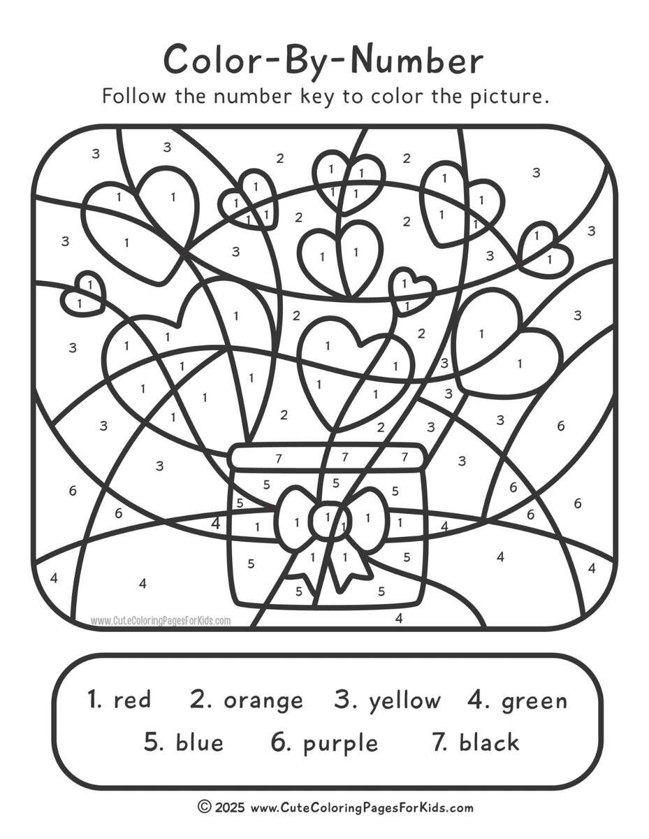 Valentine S Day Color By Number Printable Activity Sheets Cute Coloring Pages For Kids