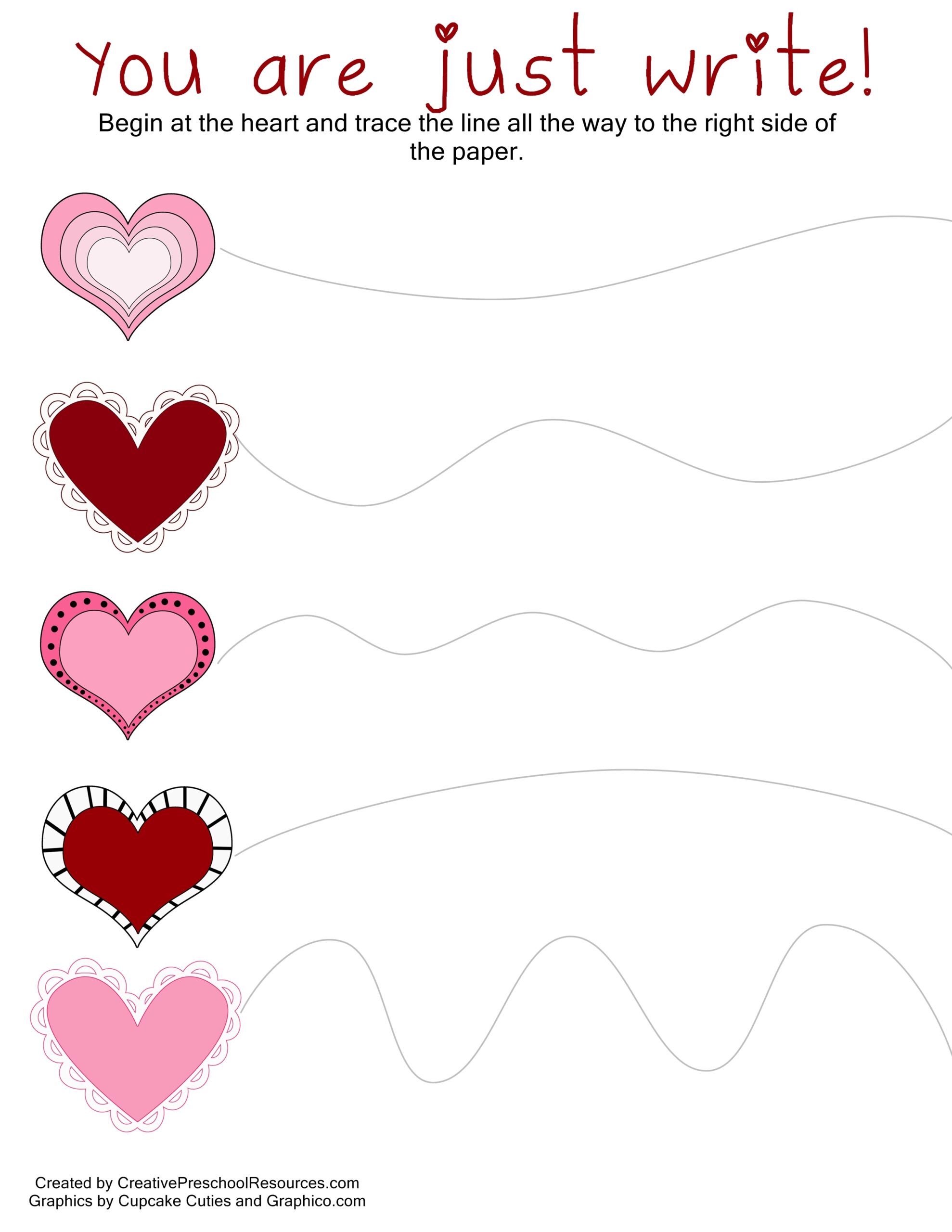 Valentine Trace Cut Printables Creative Preschool Resources Valentine S Day Free Worksheets For Preschool TeachersMag