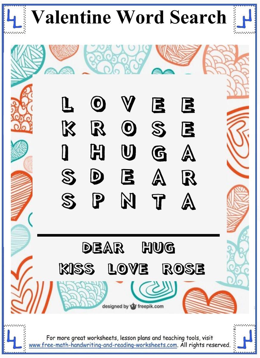 Valentine Word Search Printable Puzzles Valentine Word Search Printable Puzzles