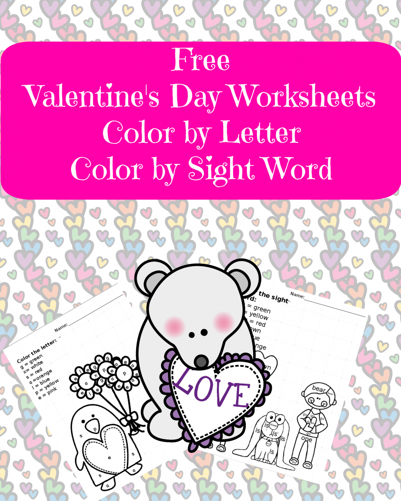 Valentines Day Worksheets Color By Letter Color By Sight Word The Homeschool Village
