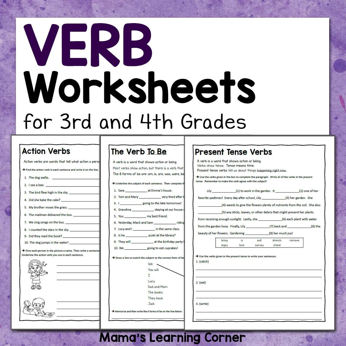 Verb Worksheets For 3rd And 4th Grades Mamas Learning Corner
