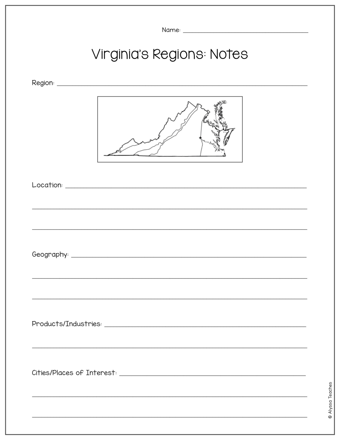 Virginia Regions Templates
