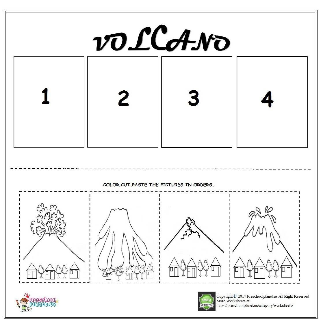 Volcano Sequencing Worksheet By Preschoolplanet TPT