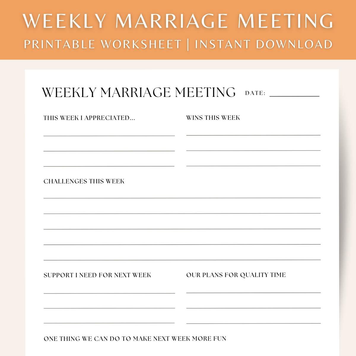 Weekly Marriage Meeting Printable Relationship Check In PDF Etsy