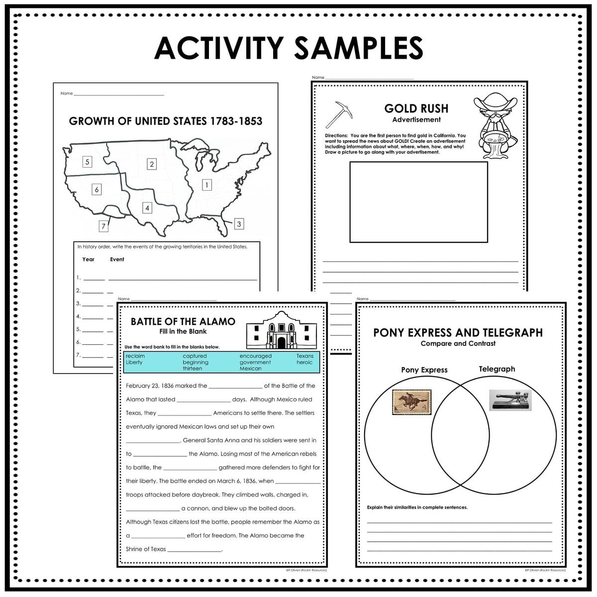 WESTWARD EXPANSION UNIT Westward Expansion Test Digital Worksheets Library
