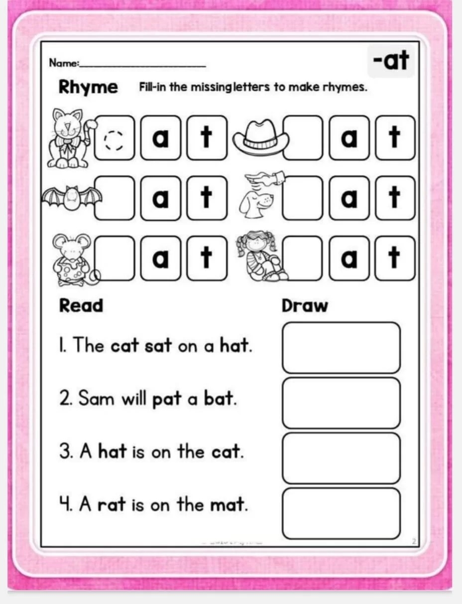Word Family Worksheets Activity School For Kids AT Words Words Scramble Phonics Word Families Worksheet Ezpzphonics