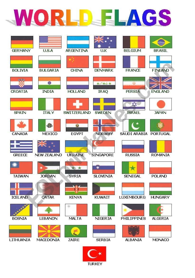 World Flags For Class Board ESL Worksheet By UgiTeacher World Flags For Class Board ESL Worksheet By UgiTeacher