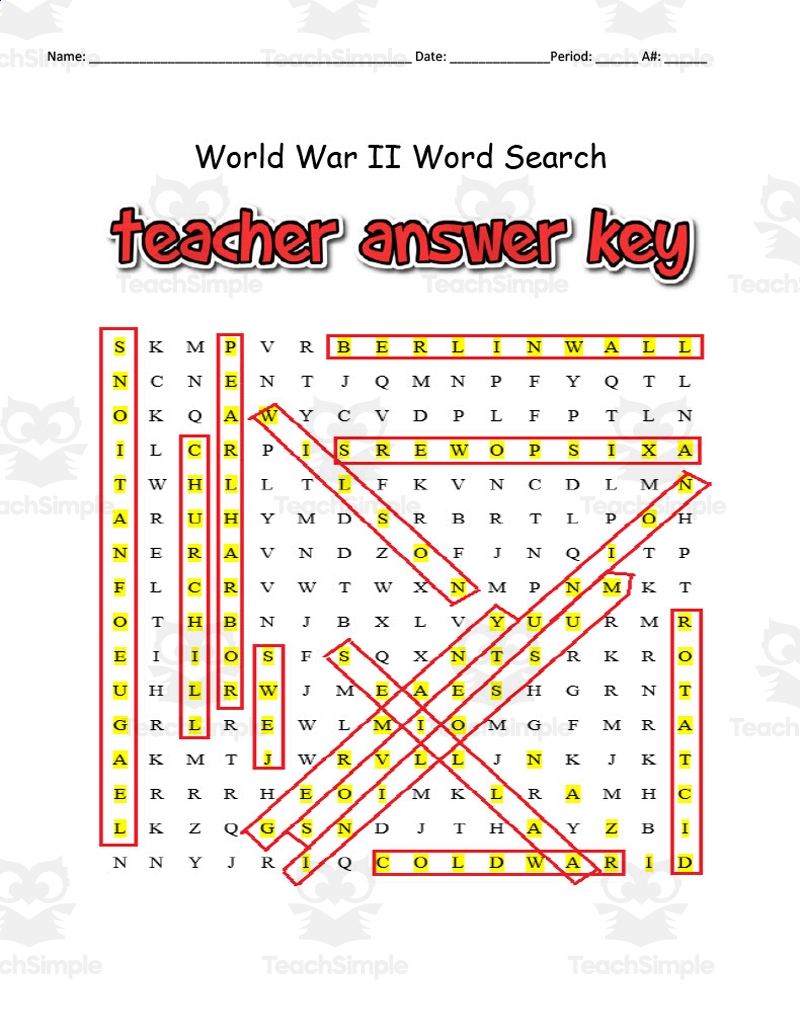 World War II Word Search And Definitions Packet By Teach Simple World War II Word Search And Definitions Packet By Teach Simple