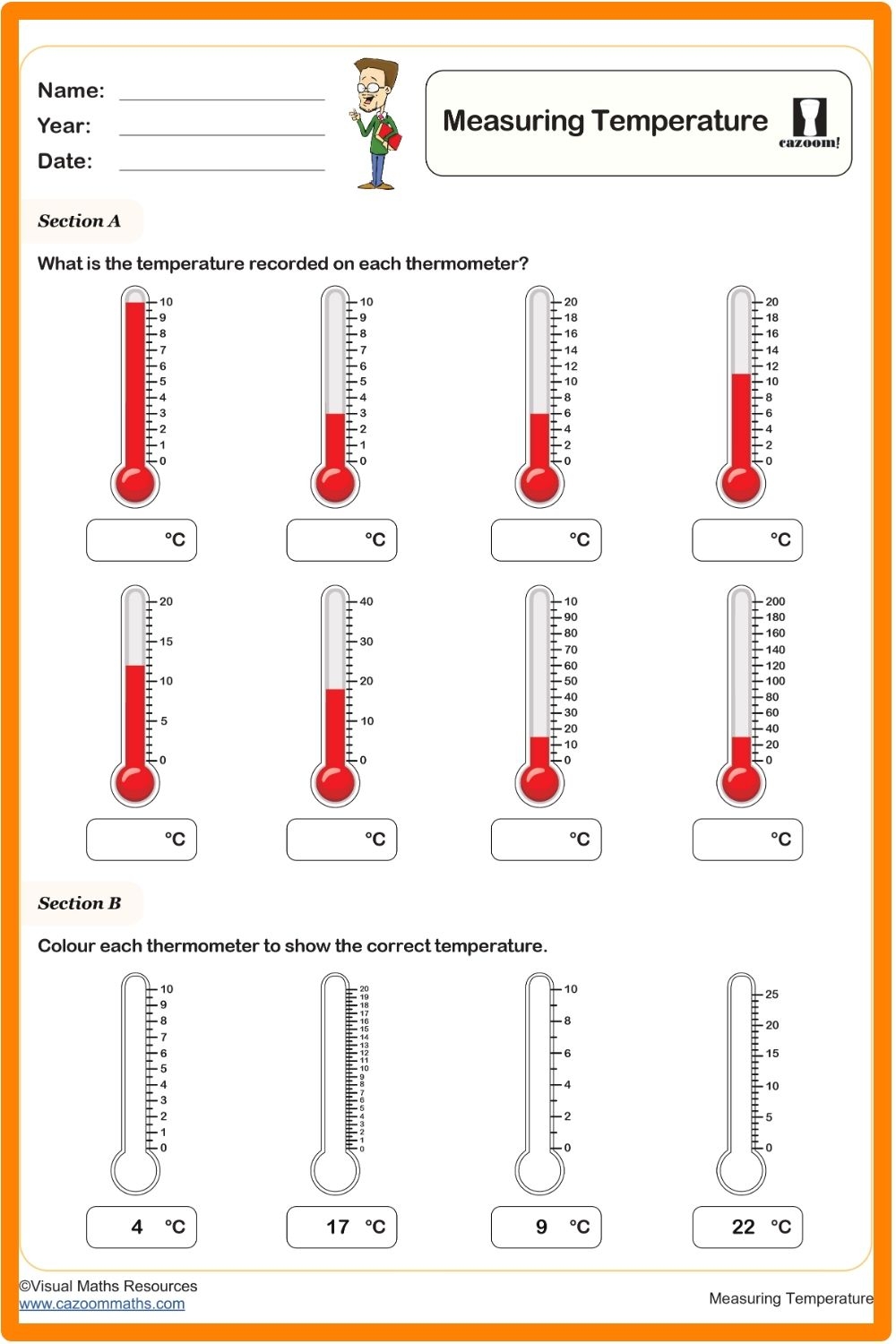 Year 2 Measuring Temperature Worksheet Year 2 Measuring Temperature Worksheet